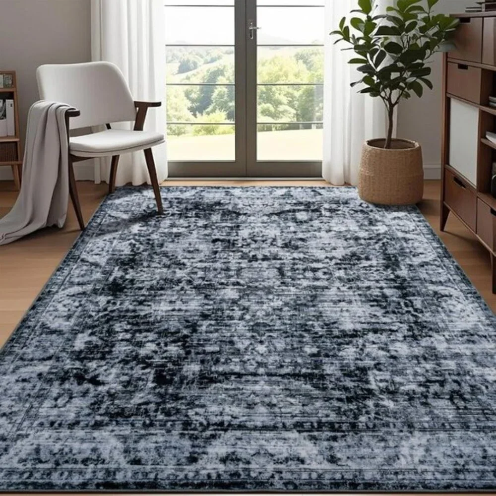 6x9 Vintage Washable Rug, Ultra-Soft, Non-Slip, Low Pile Carpet for Home & Room